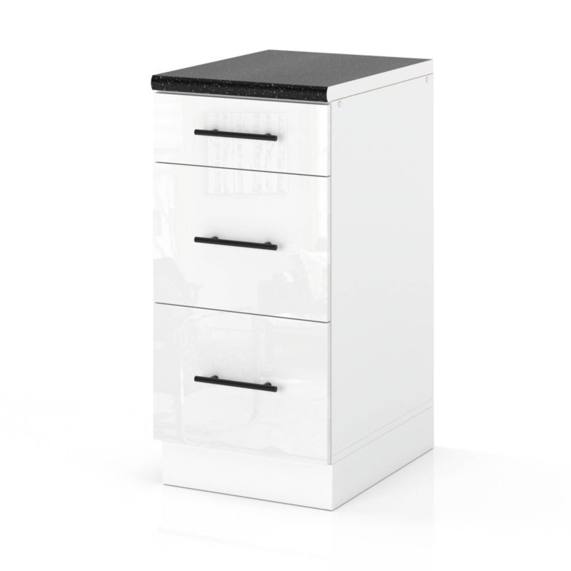 Szafka Kuchenna Hurtownia-Mebli Stojąca Z Szufladami D40S3 MET sPremium 40cm Biały Mat Biały Połysk 40x52x85 cm 1szt.