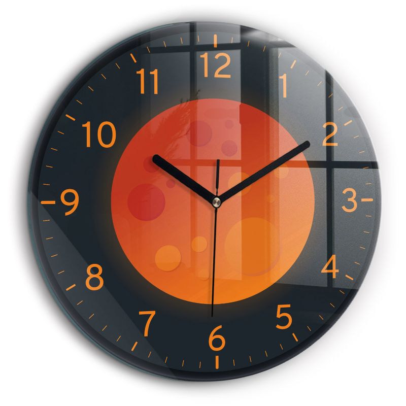 Zegar szklany czarne wskazówki Wallfluent fi60 cm Księżyc w pełni 1 szt.