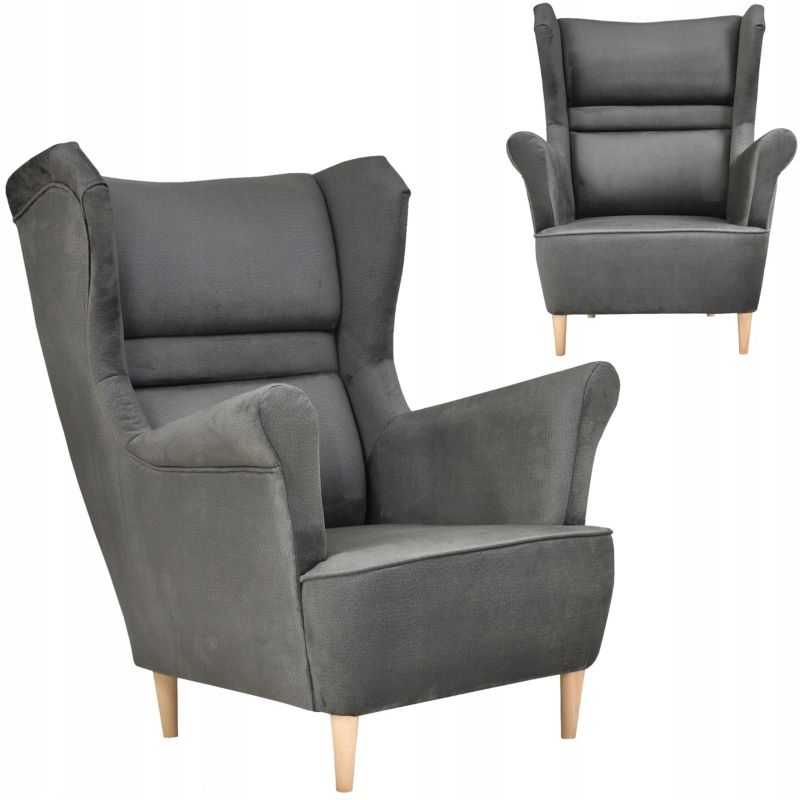 Fotel uszak do salonu Family Meble Zoja antracyt ciemny 1szt