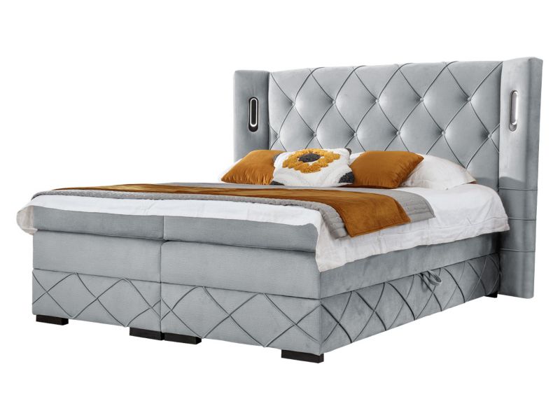 Łóżko kontynentalne MIRJAN 24 Focus Lux 160x200 srebrny szary 1 szt.