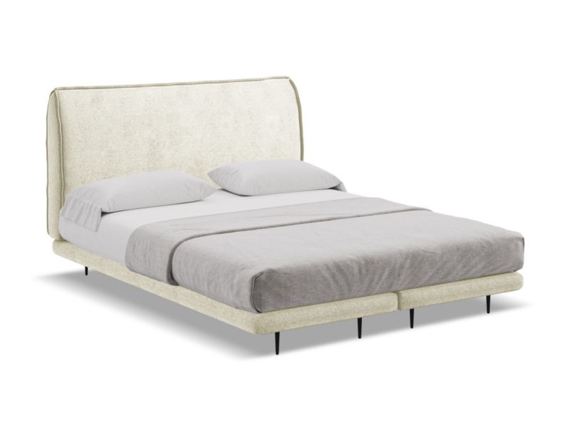 Łóżko LaMiaSofa Halia z tkaniny szenilowej 160x200 beżowy 1 szt.