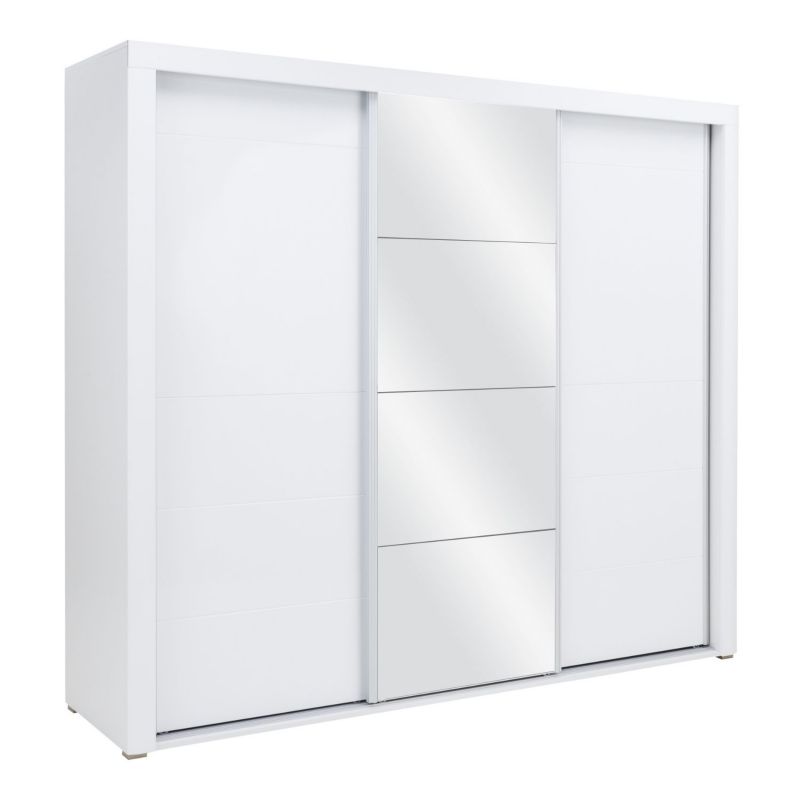 Szafa Przesuwna z Lustrami IVORY Mebel Elite Biała / biały połysk 235 cm 1 szt
