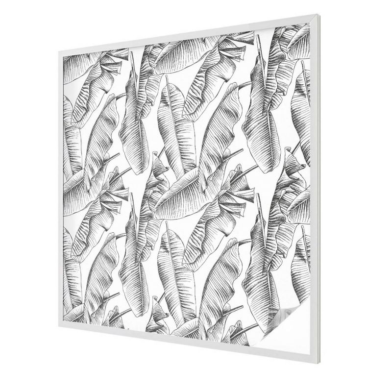 Folia Mleczna na Okno Wallfluent 100x100 cm Skutecznie Chroni Prywatność Czarno-białe tropikalne liście 1 rol.