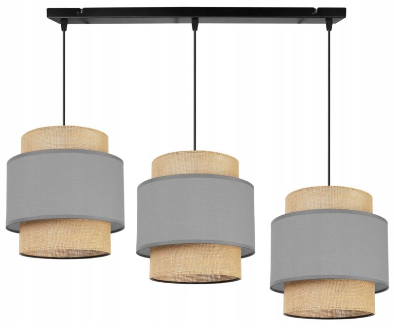 Lampa sufitowa wisząca Light Home LH Boho Juta 3x E27 60W szary 1szt.