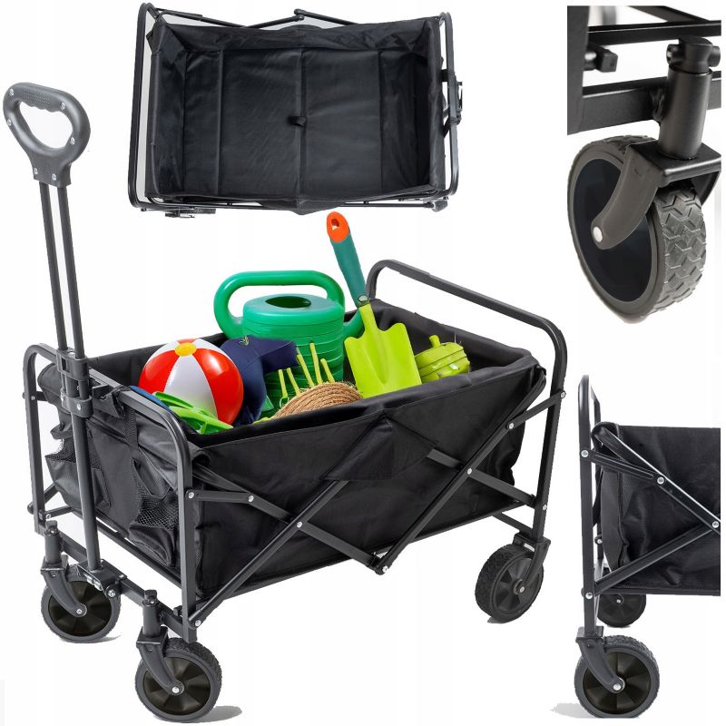 Wózek Ogrodowy Focus Garden Transportowy Turystyczny Składany Plażowy Czarny Lekki 1 szt