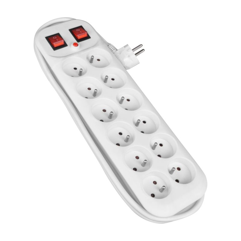 Przedłużacz mieszkaniowy DPM Solid 12 gniazd z uziemieniem biały