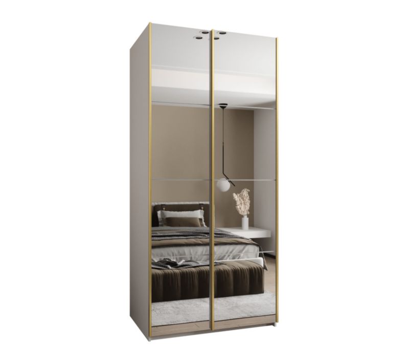 Szafa przesuwna Abiks LUX 2 wysoka szer.110cm biały/biały/złoty 1szt.