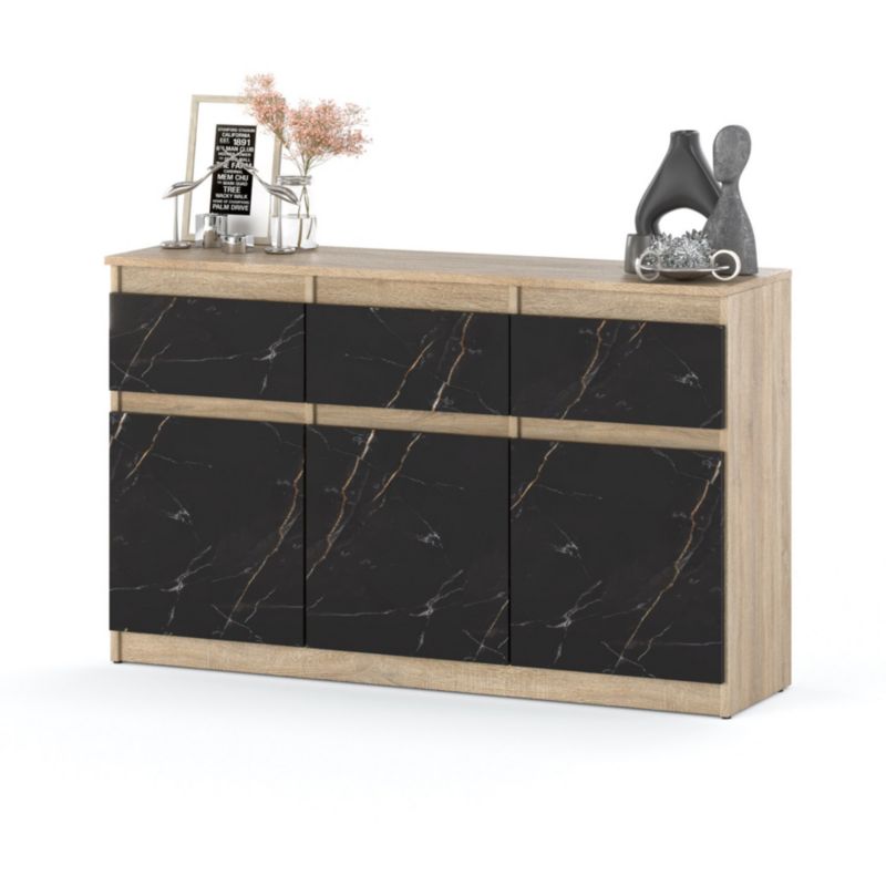 Komoda Hurtownia-Mebli Szuflady 3 Oleksa 3D3SZ 120cm Dąb Sonoma San Sebastian 120x35x75 cm 1szt.