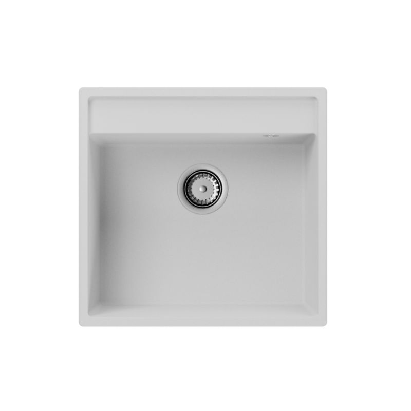 Zlewozmywak granitowy GranMaster Magma 540x520x204 mm, jednokomorowy bez ociekacza, biały 1 szt.