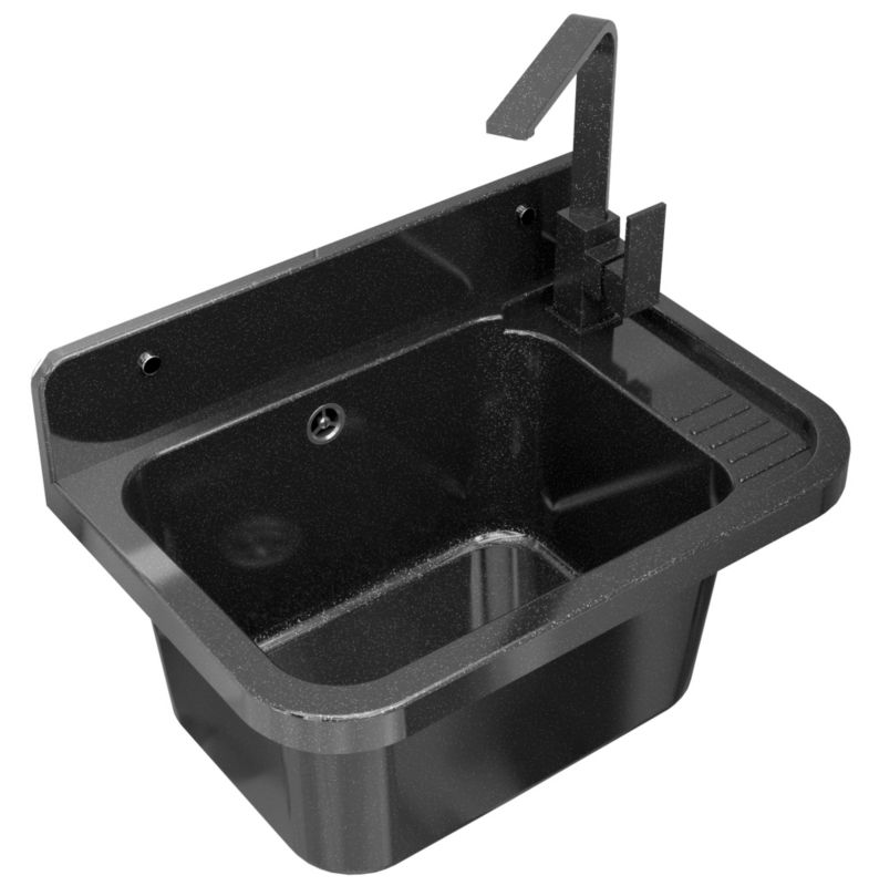 Zlew Gospodarczy Roboczy Czarny Pralnia Garaż Kotłownia Kran Paron Granitan 1 szt.