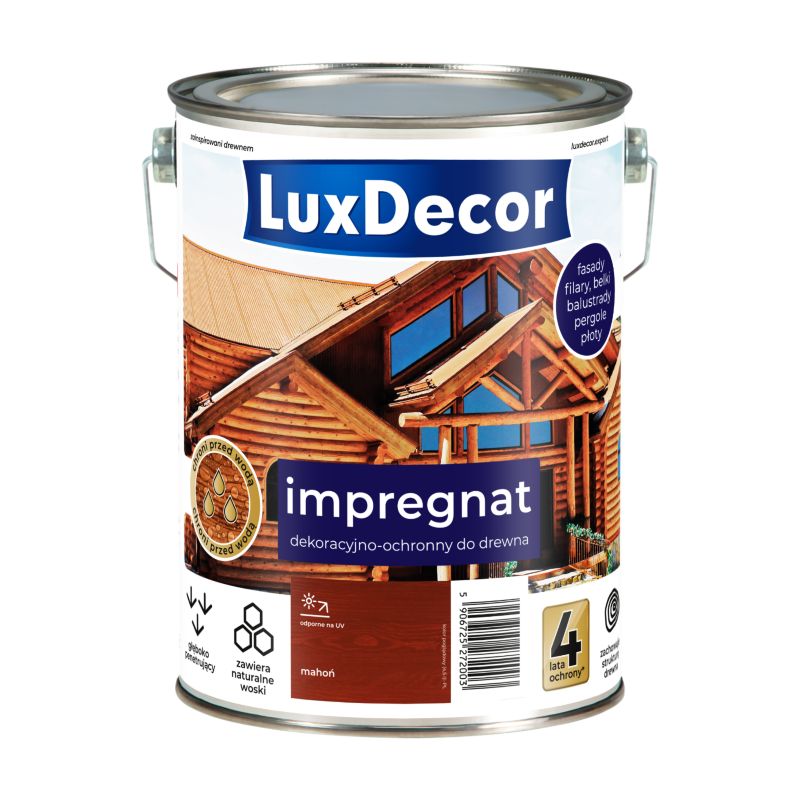 Impregnat dekoracyjno-ochronny do drewna LuxDecor, mahoń, 9 l, 1 szt.