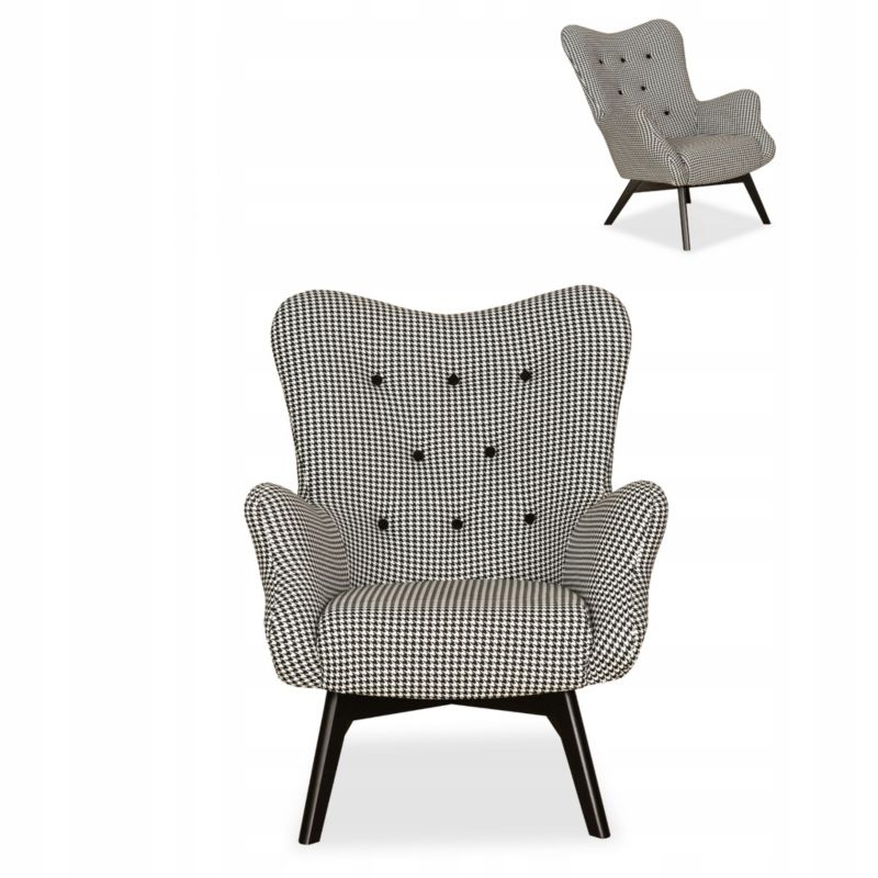 Fotel uszak do salonu Family Meble Luna Print biało czarna 1szt