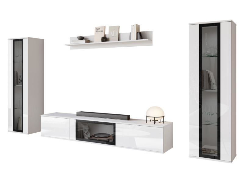 Meblościanka MIRJAN 24 Caro biały / biały połysk 1 kpl.