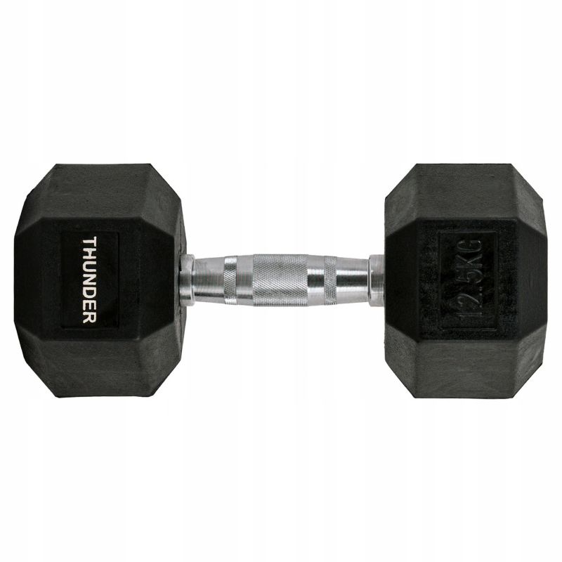 Hantla hexagonalna 12,5 kg THUNDER HEXAGONAL-DUMBBELLS-12,5KG gumowana stalowa profesjonalna 1szt.
