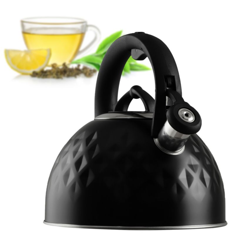 Czajnik KADAX Stalowy 2,5L indukcja Gaz Gwizdek Z Uchwytem Tradycyjny Czarny 1szt.