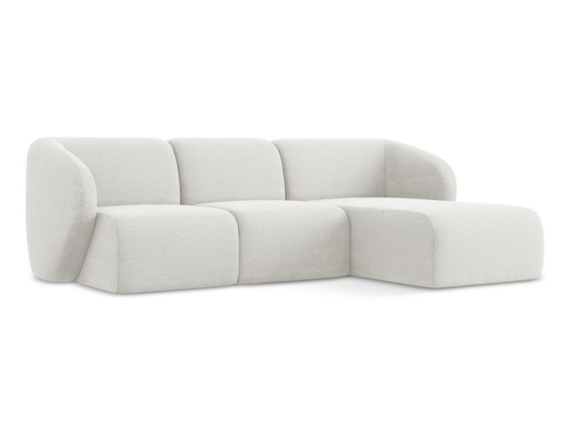 Narożnik prawostronny LaMiaSofa CERVO z tkaniny bouclé 248x166 cm biały 1 szt.