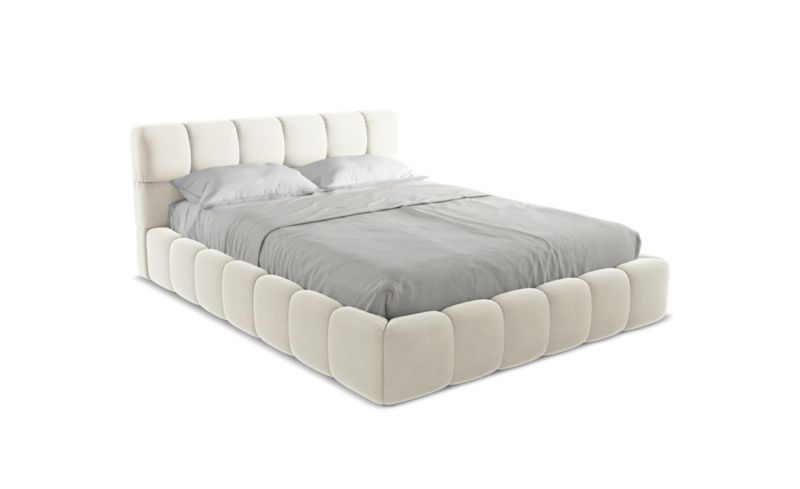 Łóżko LaMiaSofa Nalu z weluru 160x200 jasny beż 1 szt.