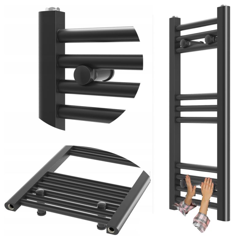 Grzejnik Łazienkowy Granitan Breno 30/70cm Czarny Kaloryfer Drabinkowy 1kpl.