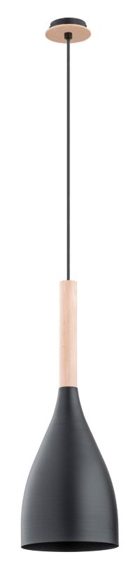 Lampa wisząca Alfa Juice 7224 czarna-jasne drewno nad stół 1xE27 x 15W 1 szt.