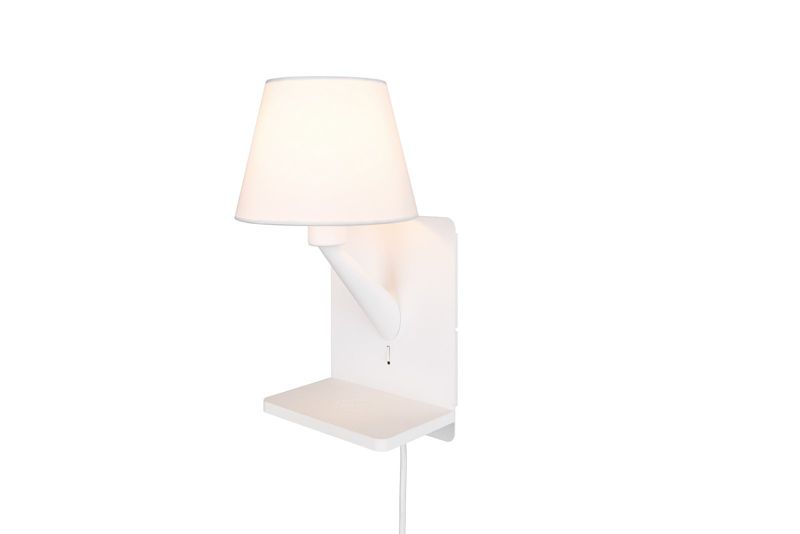 Kinkiet ścienny Trio Comfort biały z włącznikiem do sypialni 1 x E14 x IP20 wym: 31 x 16 x 18 cm - 1 szt.
