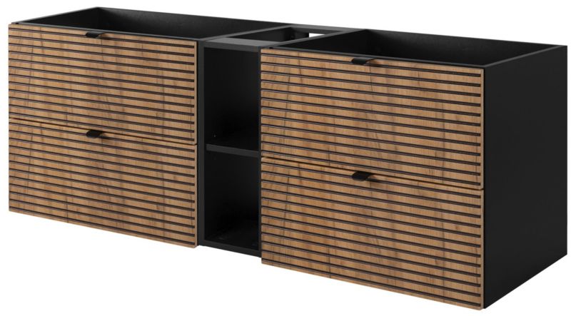 Szafka pod umywalkę Furnidea 140 cm czarna wisząca frezowana 4 szuflady regał LOFT 1 szt.