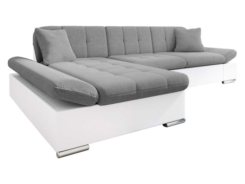 Narożnik z funkcją spania MIRJAN 24 Malwi lewy biała ekoskóra/szary 1 szt.