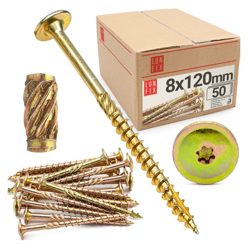 Wkręty ciesielskie Lun Fix z łbem talerzowym 8x120mm 50szt.