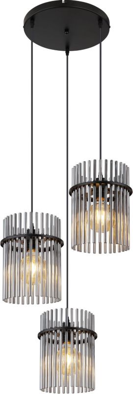 Lampa wisząca Globo Lighting Gorley 3x60W E27 czarny mat/przydymiony, IP20 1 szt.