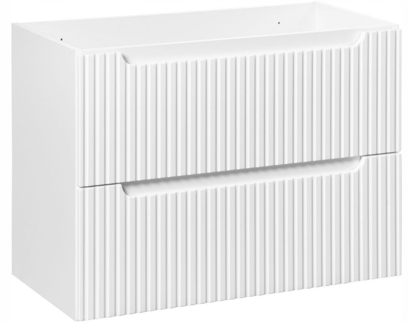 Szafka pod Umywalkę łazienkowa 80 cm Wisząca Nova White Biała z Ryflowanym Frontem Furnidea 1 szt.