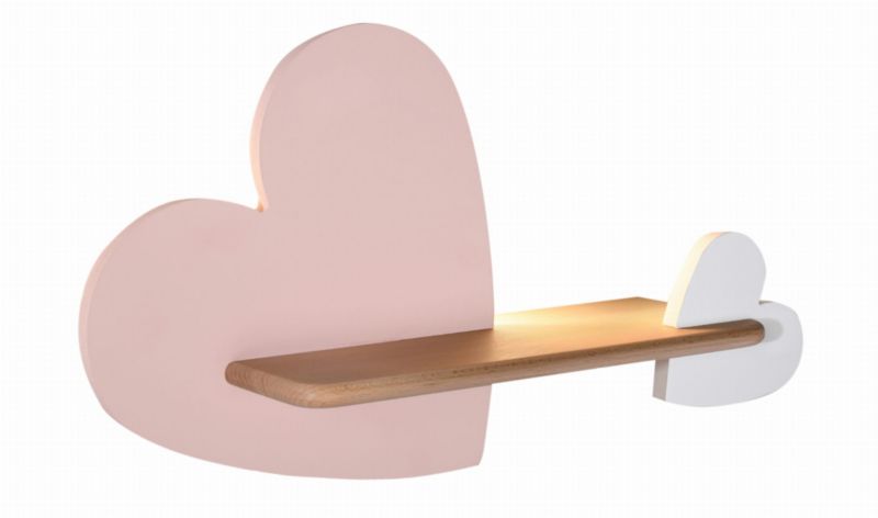 Kinkiet ścienny Candellux Heart jasne drewno i róż LED 5W 4000K 250lm IP20 wym: 26 x 43 x 12 cm - 1 szt.