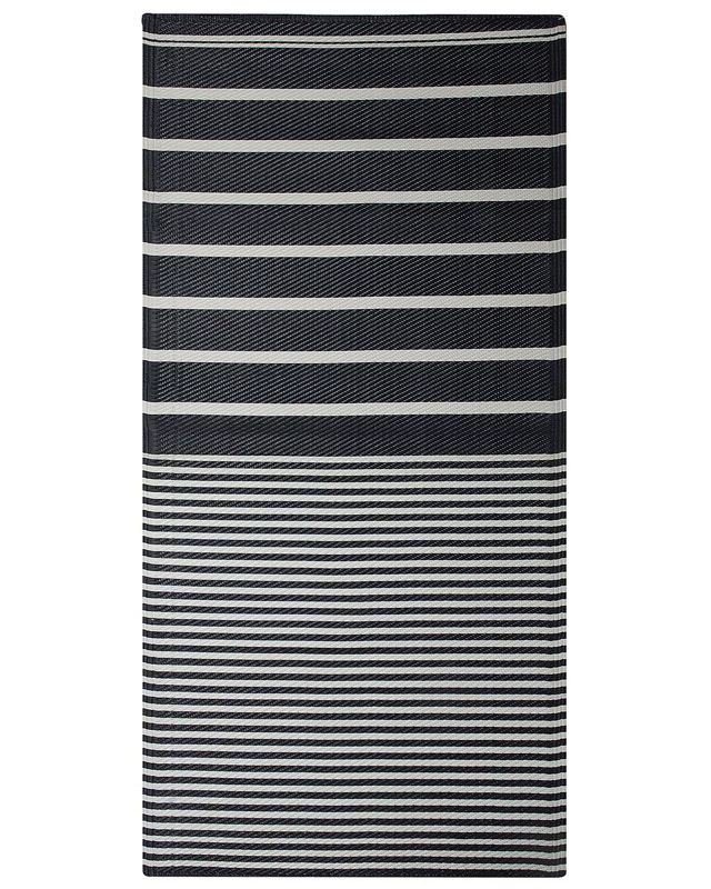 Dywan zewnętrzny 90 x 180 cm czarno-biały Haldia 1 szt.