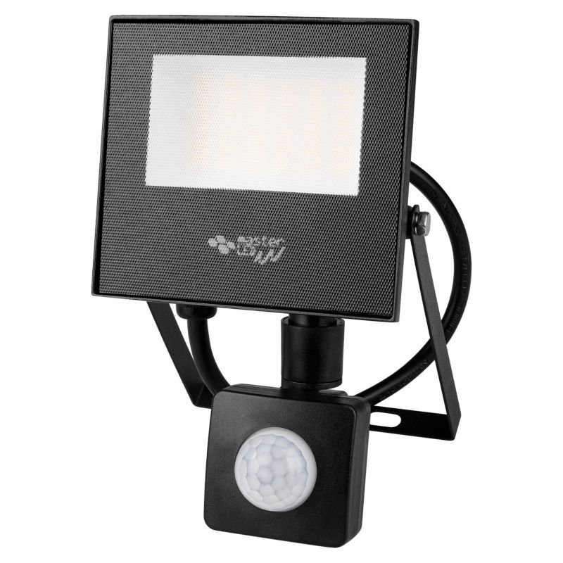 Naświetlacz LED z czujnikiem PIR MasterLED Tiga 20W IP65 neutralna biel 4500K halogen czarny 1 szt.