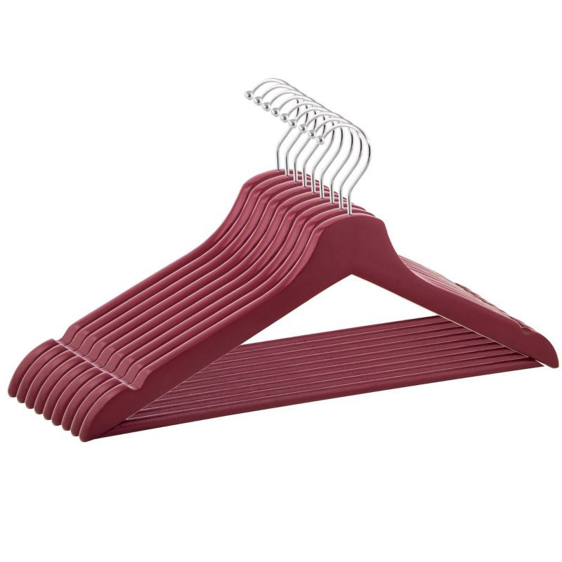 Wieszaki na ubrania Springos drewniane zestaw 9 szt. bordowe 1 kpl.