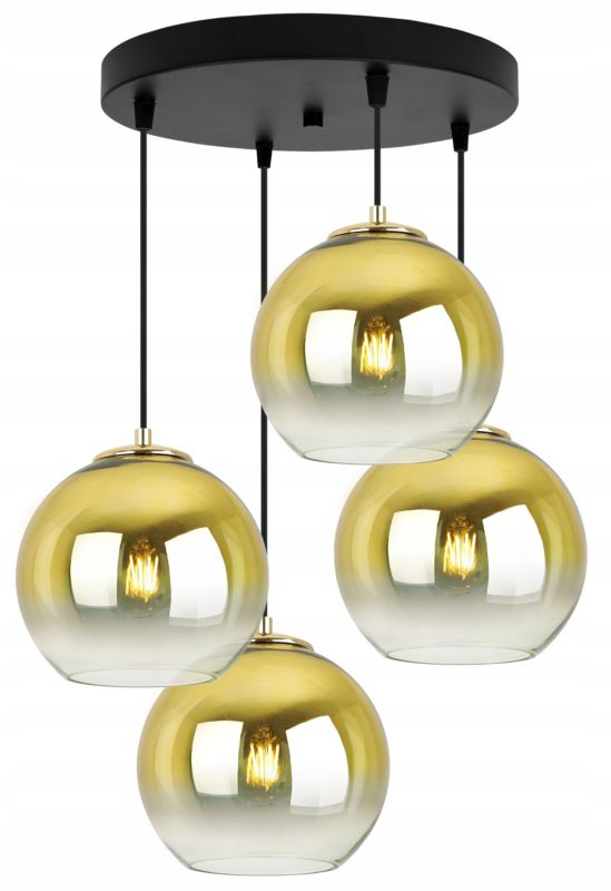 Lampa sufitowa wisząca Light Home LH Bergen Gold 4x E27 60W okrągły klosz 20cm złoty 1szt.