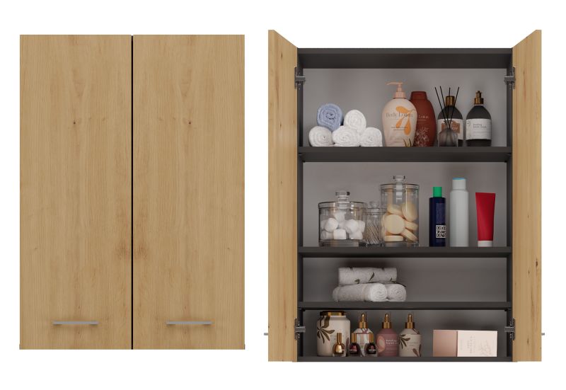 Szafka Łazienkowa Topeshop Pola Mini DD Wisząca Antracyt Dąb Artisan 30x64x90 cm 1 szt.