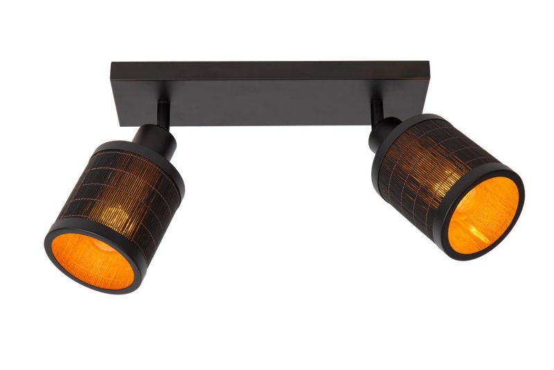 Lampa sufitowa wisząca Lucide Tagalog 1675 czarna-jasne drewno szerokość 32 cm 2xE27 x 40W 1 szt.