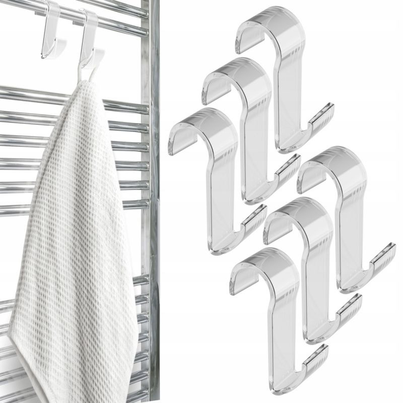 Haczyki, Sillar, wieszaki łazienkowe, uchwyty na kaloryfer, grzejnik, dwustronne, przezroczyste, 6szt