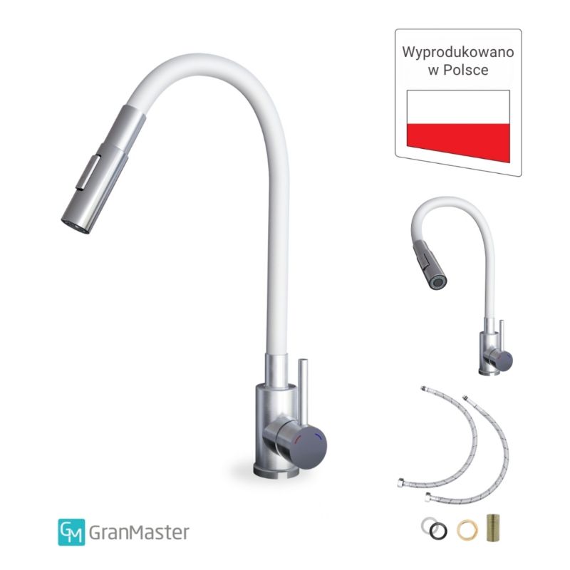 Bateria Kuchenna GranMaster Elastyczna Flessila Biała & Stalowa Dwufunkcyjna 1szt.