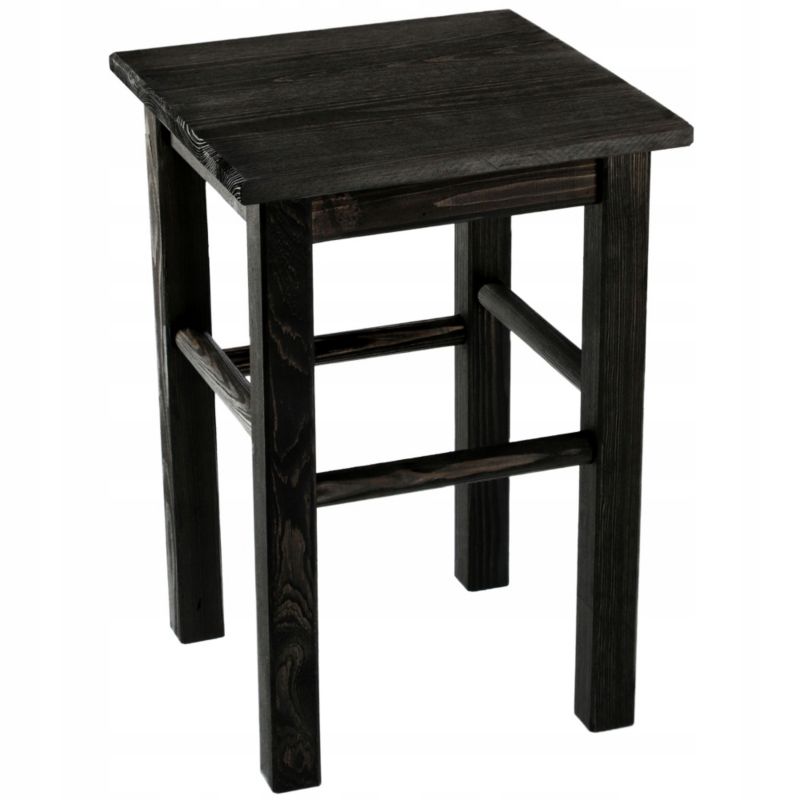 Taboret KADAX Drewniany Kuchenny Stołek Krzesło 43,5cm Solidny Czarny 1 szt.