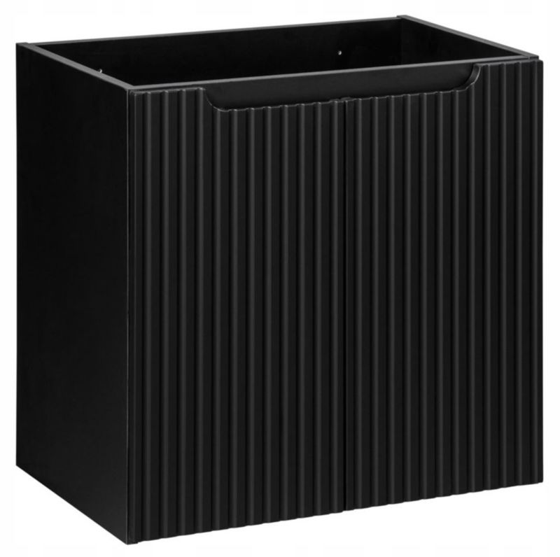 Szafka pod umywalkę łazienkowa Furnidea Nova Black czarna ryflowana 60 cm wisząca 1 szt.