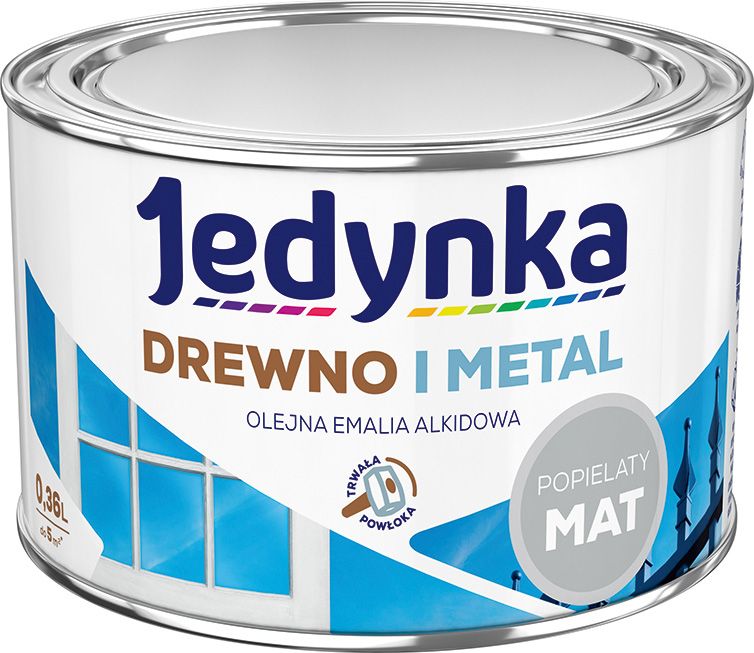 Emalia alkidowa Jedynka Drewno i Metal popielaty mat 0,36 l