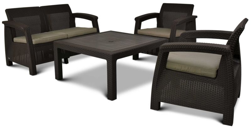 Zestaw mebli ogrodowych Keter Corfu SET Family dla 4 osób Brązowy 1 kpl.