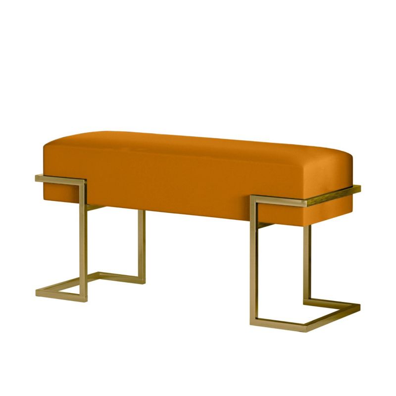 Ławka tapicerowana Bettso Cely 100 cm do przedpokoju na złotym stelażu miodowy 1szt.