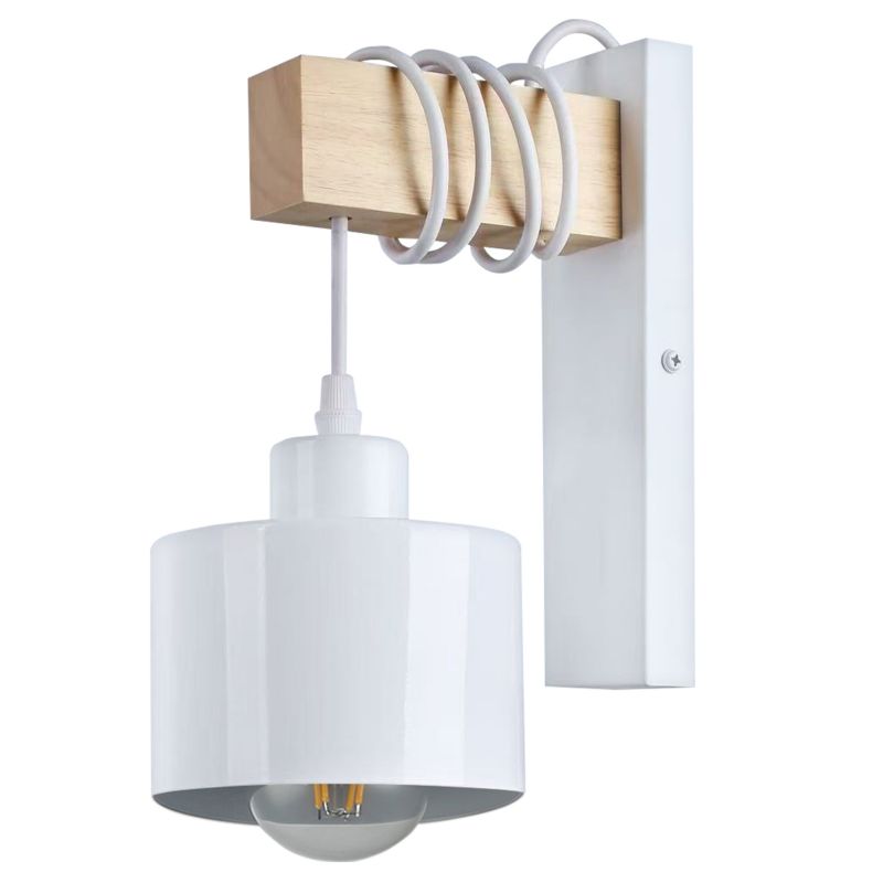 Kinkiet ścienny E27 LED MasterLED Elza 23cm IP20 biały z drewnem lampa wewnętrzna 1 szt.