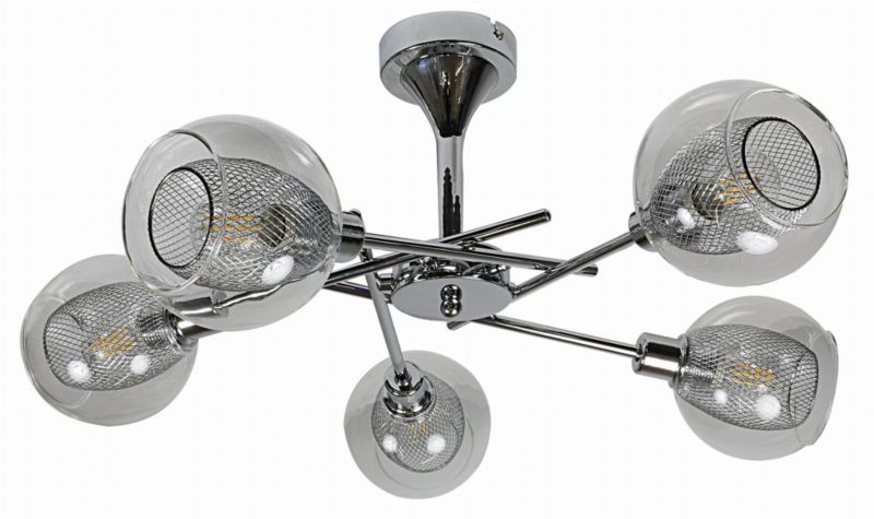 Lampa sufitowa wisząca Candellux Ozzo chromowana bezbarwny wym: 28 x 56 x 56 cm 5xE14 x 40W 1 szt.