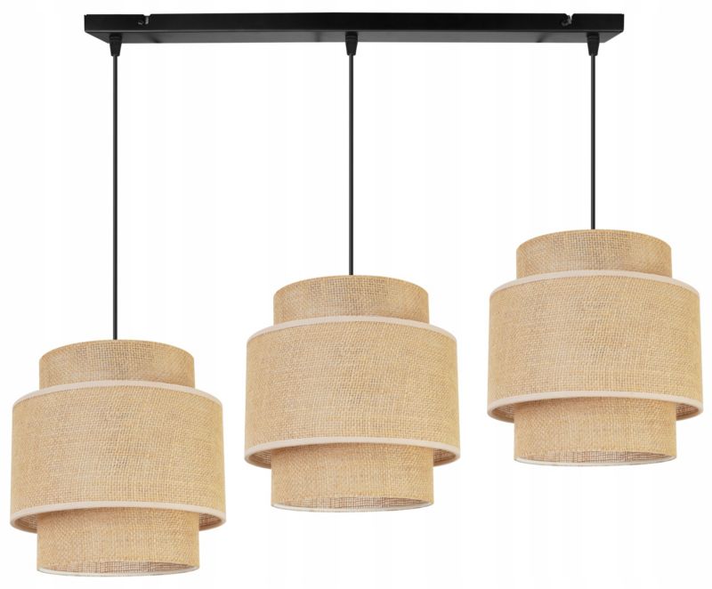 Lampa sufitowa wisząca Light Home LH Boho Juta 3x E27 60W naturalny/czarny 1szt.