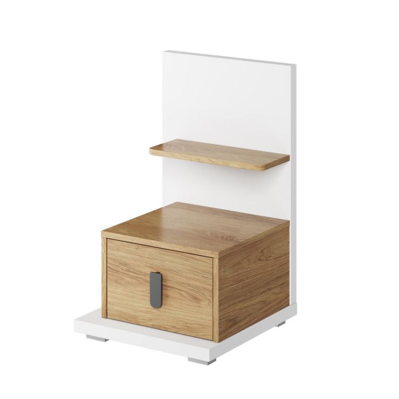 Szafka nocna Bettso Simi lewa z szufladą i półką dąb hikora biały 1szt.