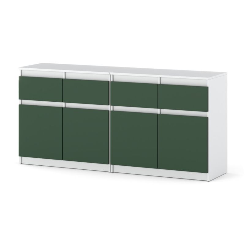 Komoda Hurtownia-Mebli Szuflady 4 Olia Mini 160cm Biały Mat Butelkowa Zieleń 160x35x75 cm 1szt.