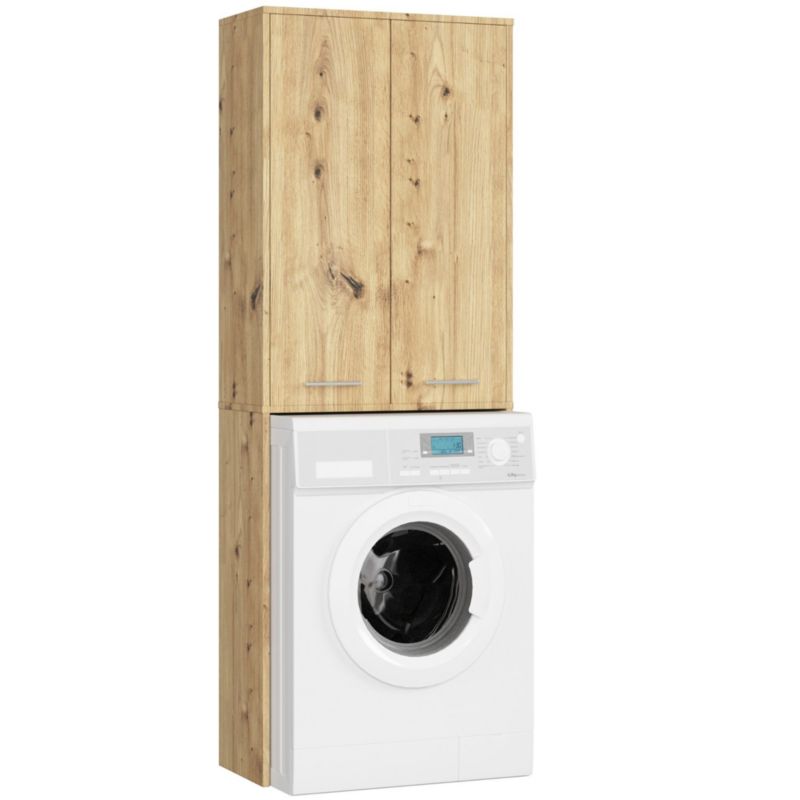 Słupek łazienkowy Akord Fin do zabudowy pralki Dąb Artisan 64 cm 2 drzwi 4 półki 64x30x180 cm 1 szt.