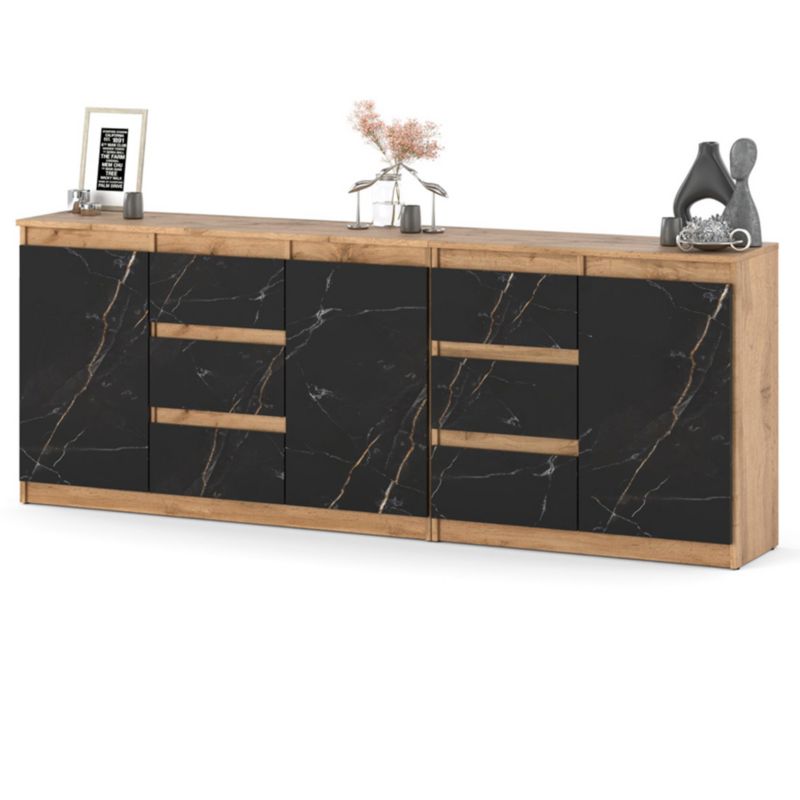 Komoda Hurtownia-Mebli Szuflady 6 Best Agnes 200cm Dąb Wotan San Sebastian 200x35x75 cm 1szt.